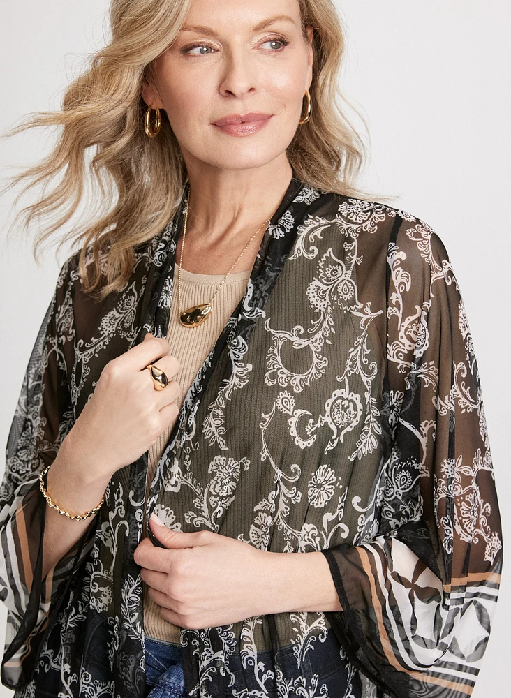 Patchwork Print Mesh Cover-Up