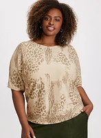 Leopard Print Dolman Sleeve Sweater