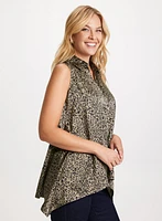Leopard Print Sleeveless Blouse