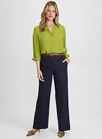 Crepe Button-Down Blouse