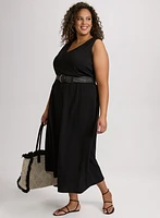 Drawstring Crinkled Maxi Skirt