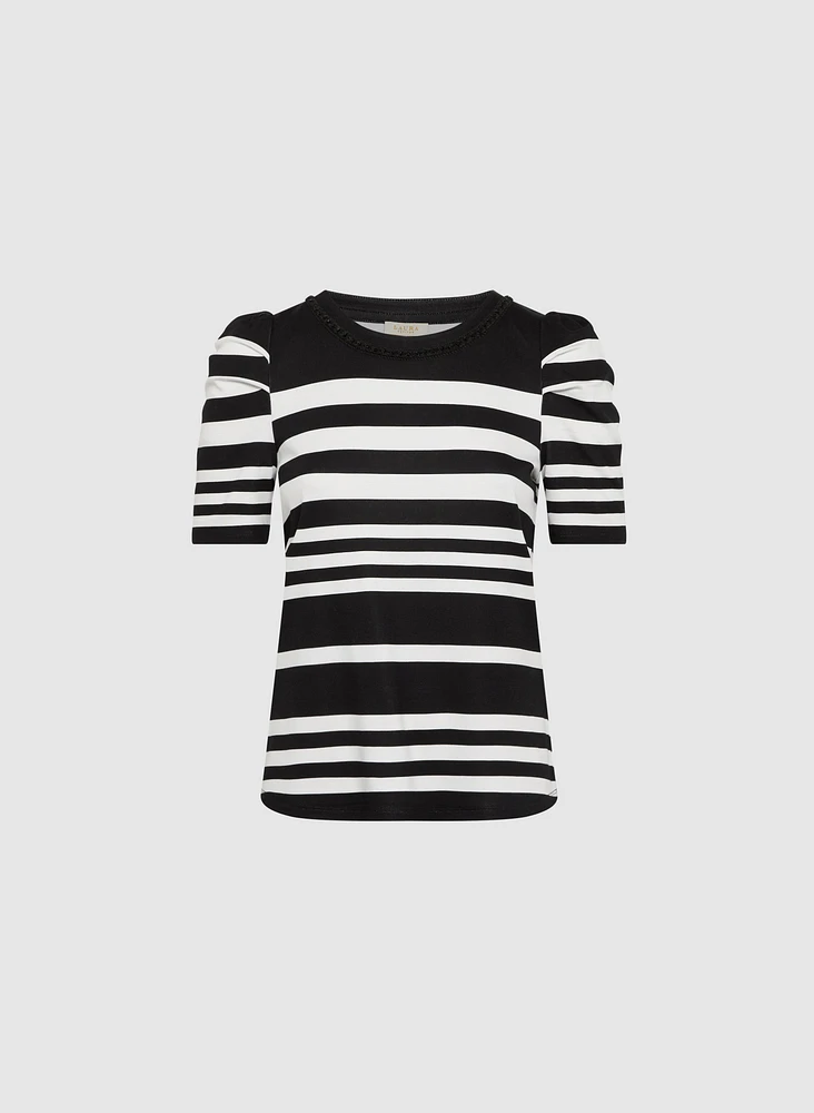 Striped Rhinestone Trim Top