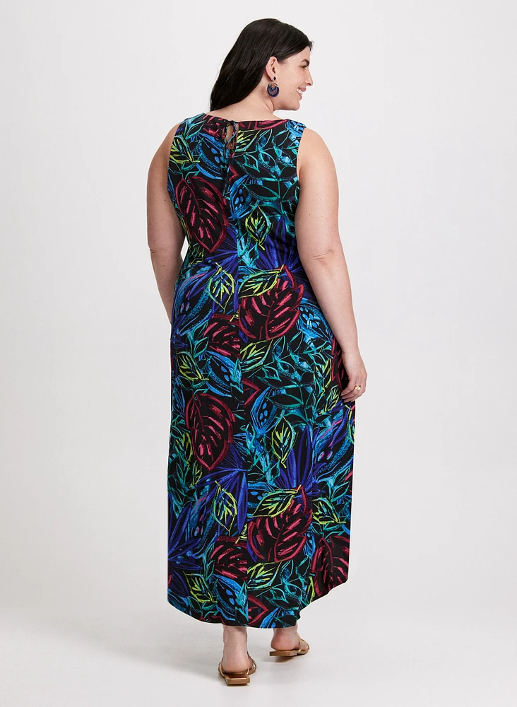 Leaf Print Maxi Dress