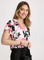 Floral Flutter Sleeve Top