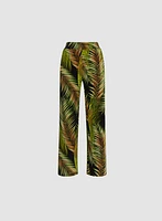 Palm Print Wide Leg Pants