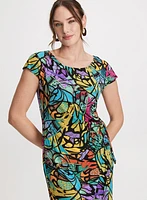 Abstract Print Wrap-Effect Dress