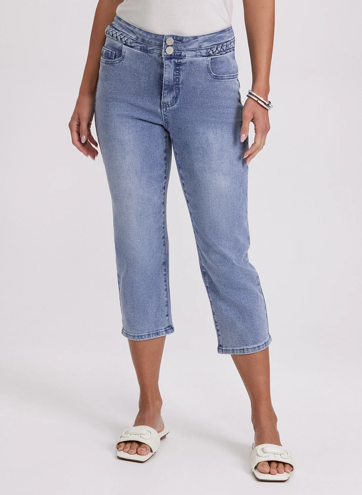 Capri en denim à détail tressé