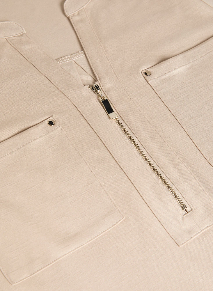 Foil Split V-Neck T-Shirt