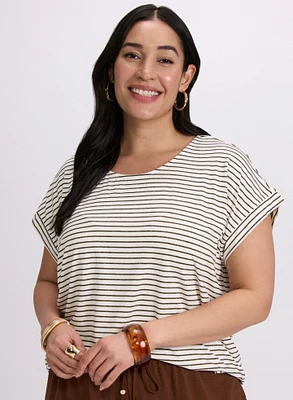 Striped Cap Sleeve T-Shirt