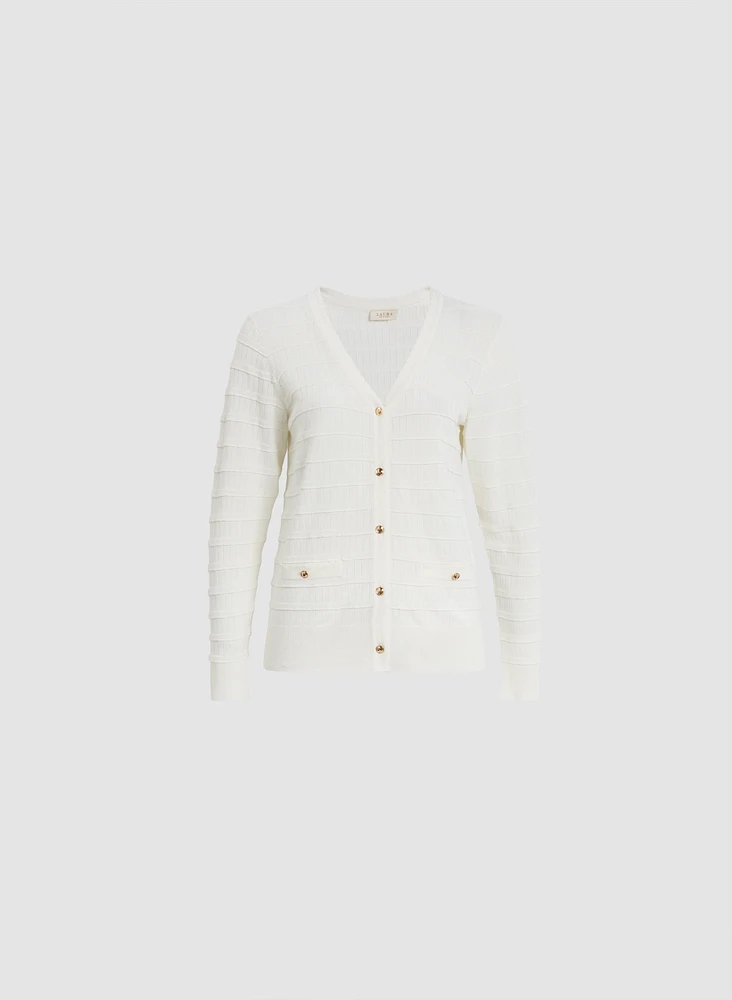 Raised Stripe Motif Cardigan