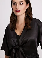 Tie-Front Satin Bolero