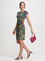 Abstract Print Wrap-Effect Dress