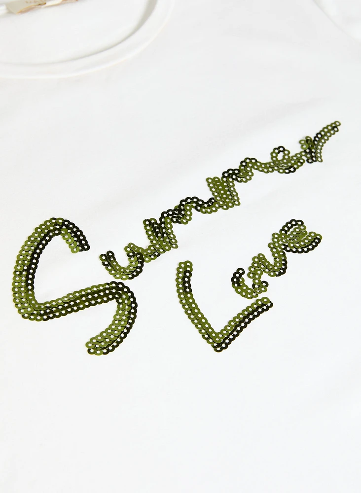 Sequined Script T-Shirt