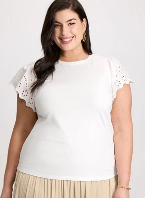 Eyelet Sleeve Tee