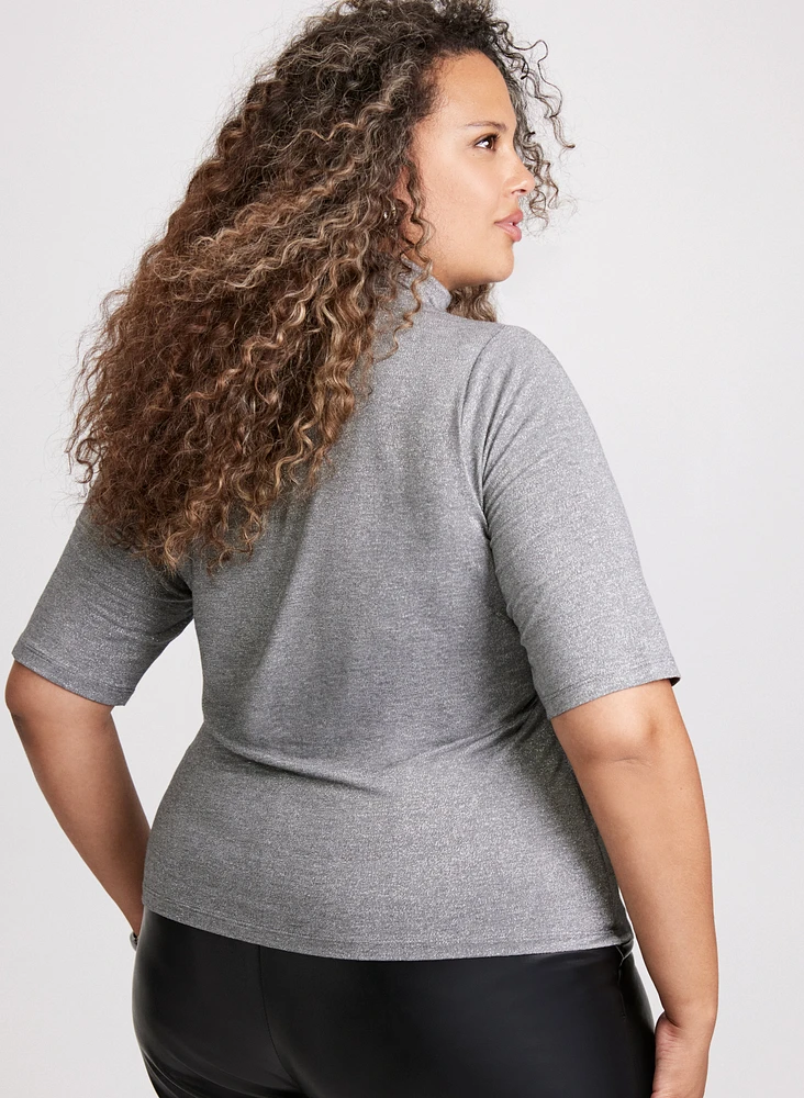 Metallic Mock Neck Top
