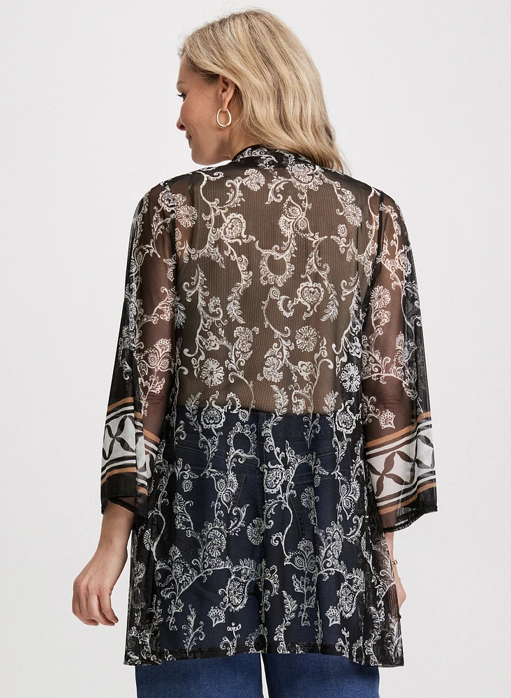 Patchwork Print Mesh Cover-Up