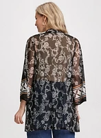 Patchwork Print Mesh Cover-Up