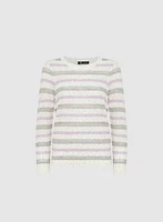 Striped Pointelle Knit Sweater