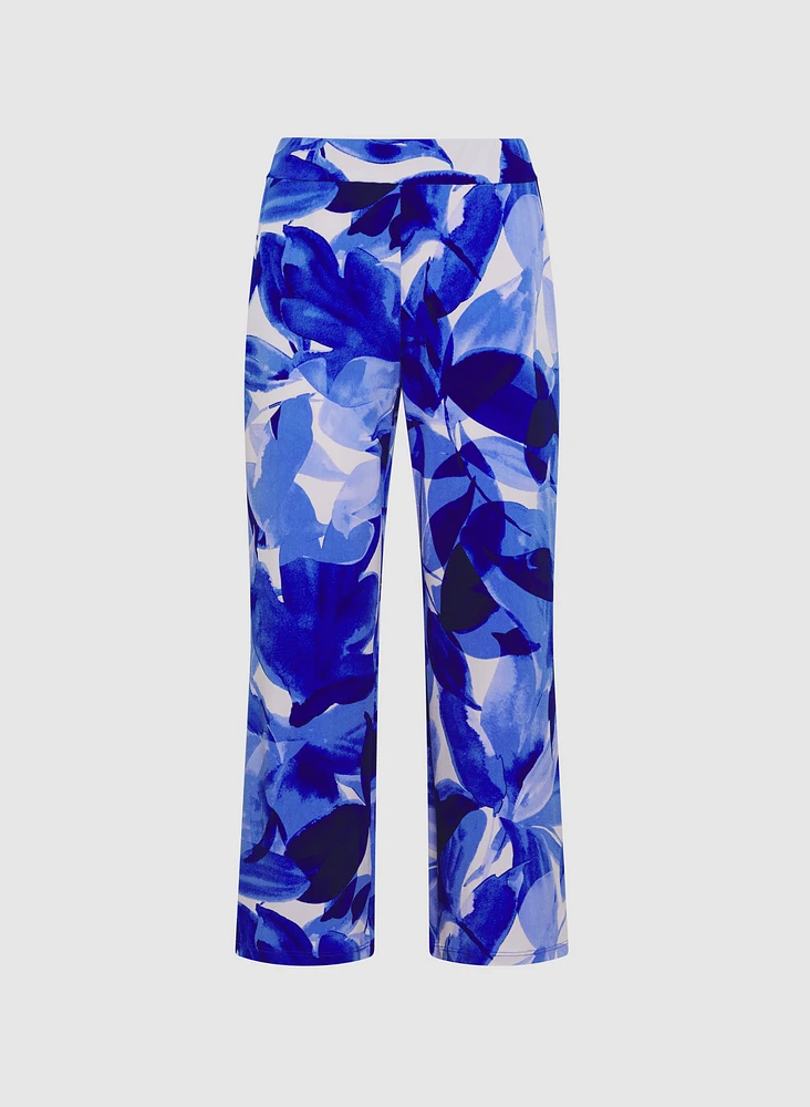 Olivia Leaf Print Wide-Leg Pants