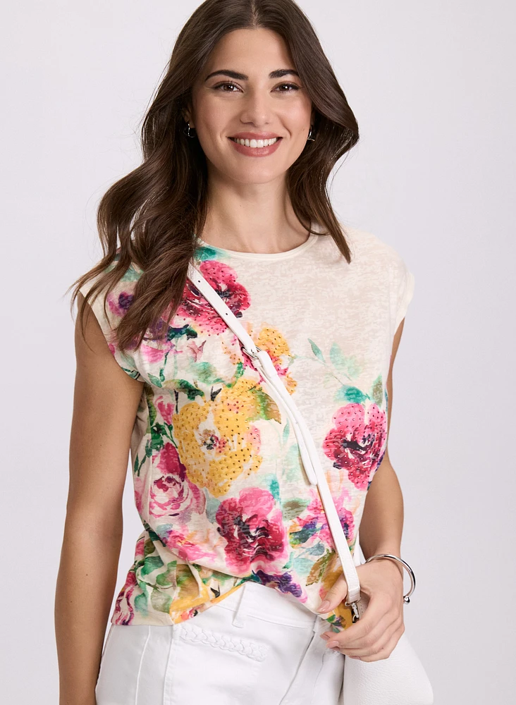 Floral Placement Print T-Shirt