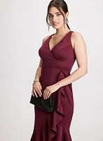 Asymmetric Ruffle Evening Dress