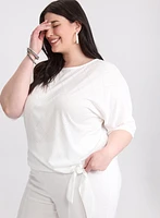 Pointelle Elbow Sleeve Top