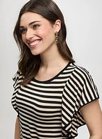 Striped Ruffle Sleeve T-Shirt