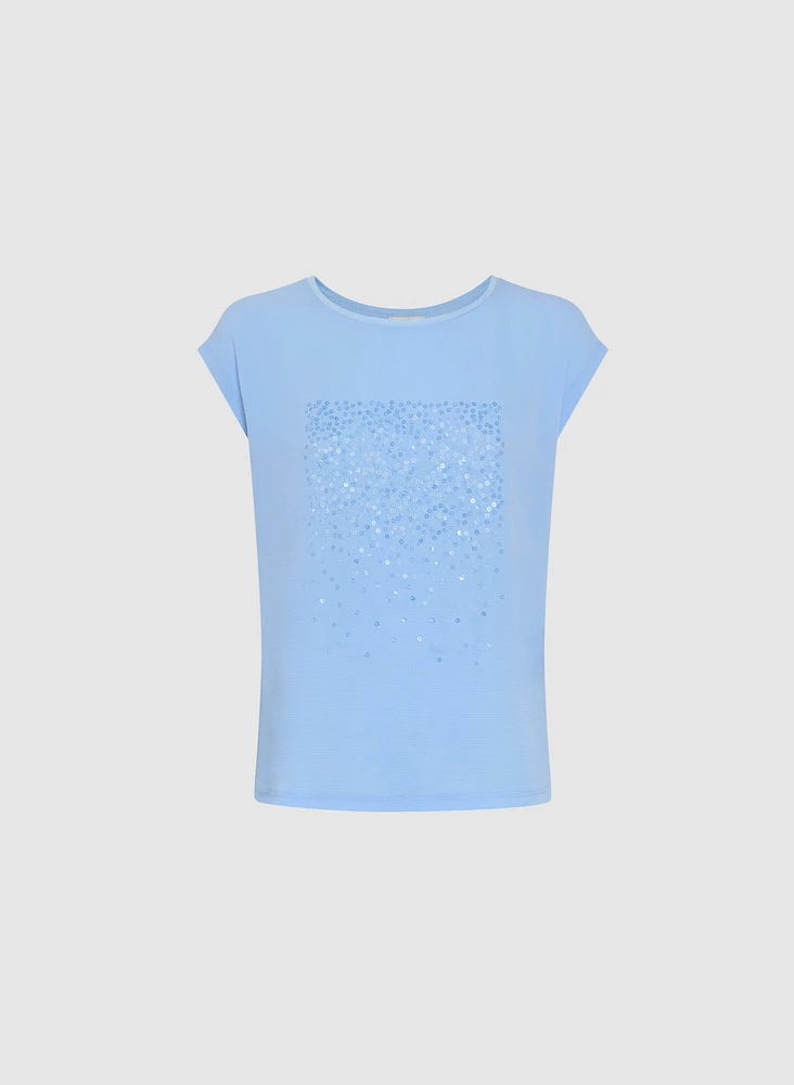 Sequined Gradient Motif Top