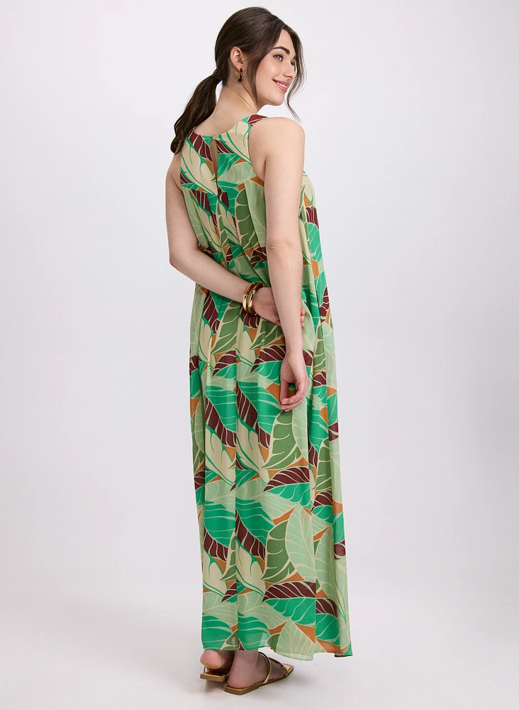Robe maxi à motif palmiers