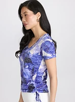 Embellished Leaf Print T-Shirt