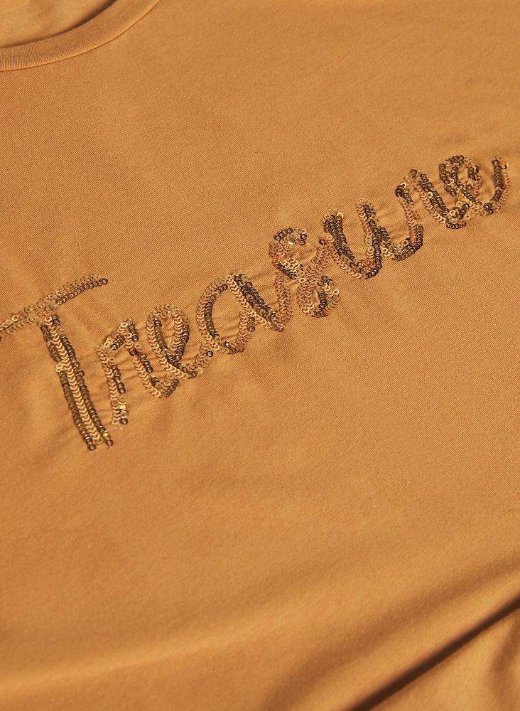 Sequined Script Tee