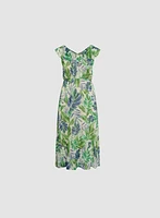 Ruffled V-Neck Crepe Maxi Dress