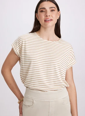 T-shirt rayé à manches capes