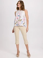 Blouse en lin floral sans manches