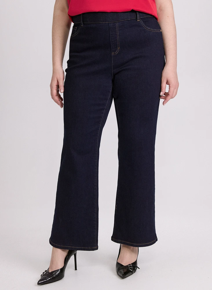 Pull-On Flare-Leg Jeans