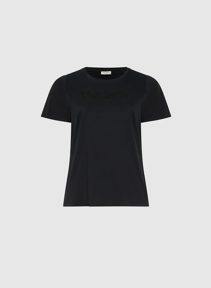 Cut-Out Script T-Shirt