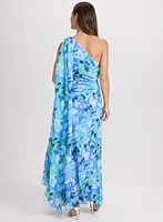 Floral Waterfall Drape Dress