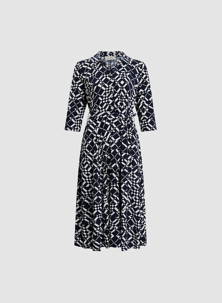Geometric Print Shirt Dress