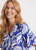 Tie-Front Paisley Print Blouse