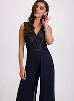 Metallic Pleated Jumpsuit