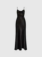 Cowl Neck Satin Dress