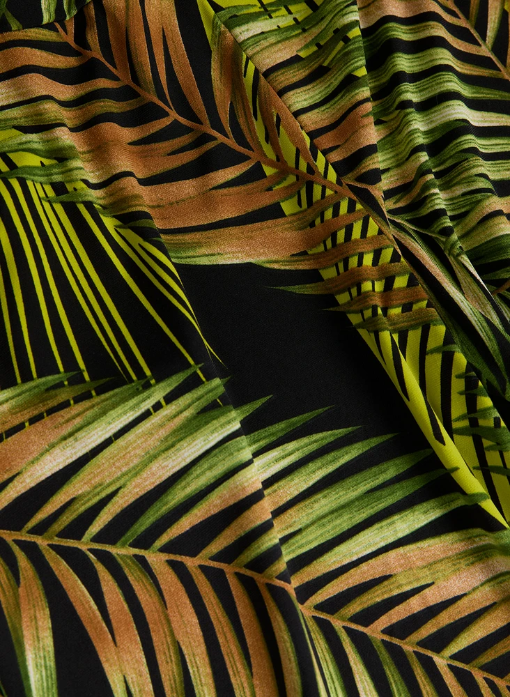 Palm Print Wide Leg Pants