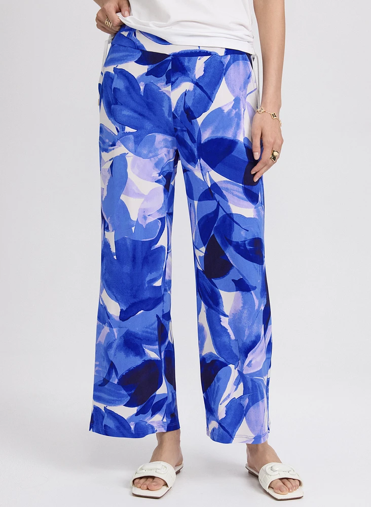 Olivia Leaf Print Wide-Leg Pants