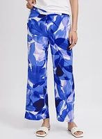 Olivia Leaf Print Wide-Leg Pants