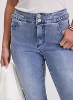 Capri en denim à détail tressé