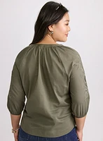 Embroidered 3/4 Sleeve Blouse