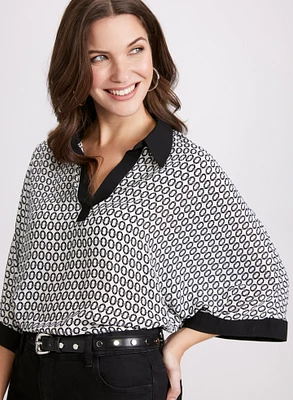 Geometric Contrast Blouse