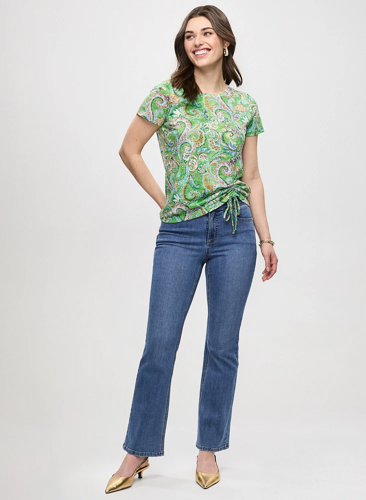 Drawstring Detail Paisley T-Shirt