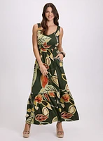 Leaf Print Maxi Dress