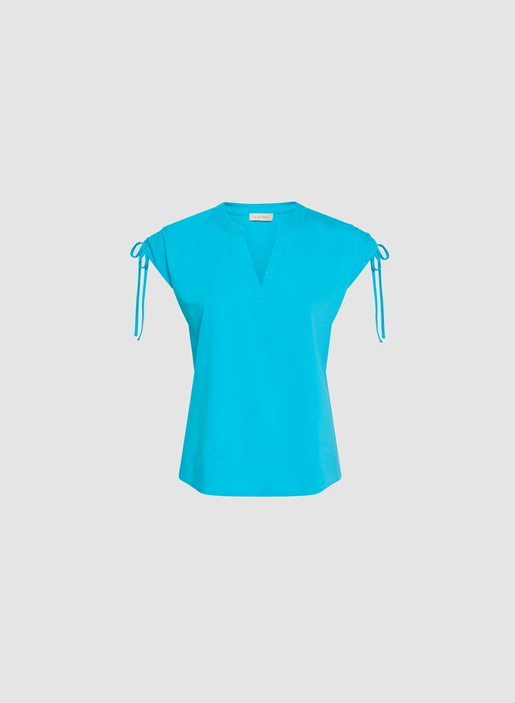 T-shirt à encolure en V et cordons